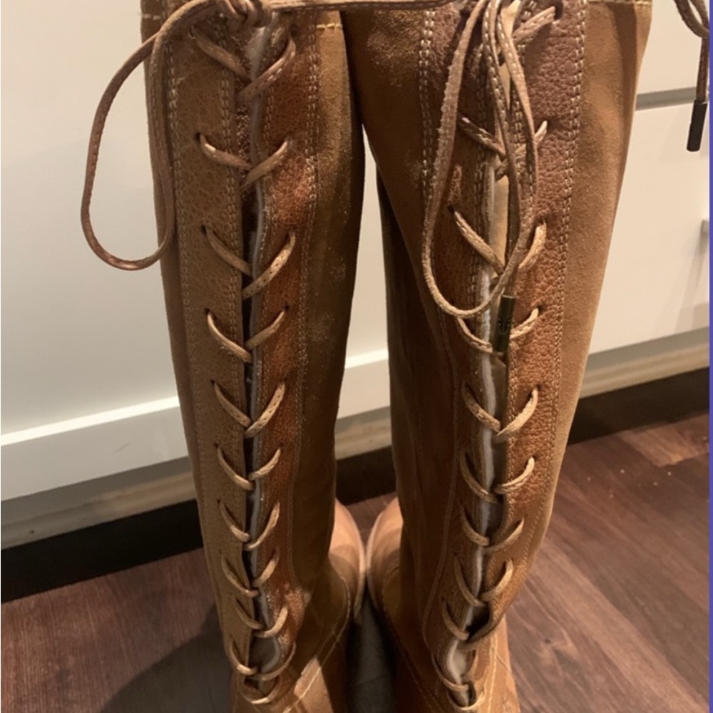 Frye Tan Lace-Up Boots